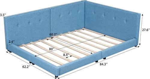 Vista 63 de Sofá cama de tamaño individual con 2 cajones y barandilla rústica, cama de plataforma capitán de madera con soporte de listones resistente, sofá