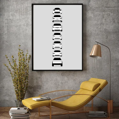 Vista 22 de Custom Car Posters Póster hecho a mano compatible con Tesla Generations e impresión de Roadster, Model S, Model X, Model 3, Model Y, Cyber Truck