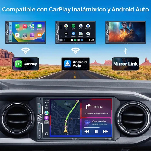 Vista 3 de SJoyBring Estéreo QLED de doble DIN para automóvil de 7 pulgadas, inalámbrico Apple CarPlay y Android Auto, 240 W 4.2 CHN, SWC, Bluetooth, radio