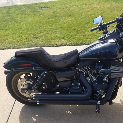 Vista 4 de C.C. RIDER Asiento para Conductor y Pasajero Asiento de Elevación Compatible con Harley Dyna Street Bob FXDB Low Rider FXDL/FXDLS Super Glide Custom