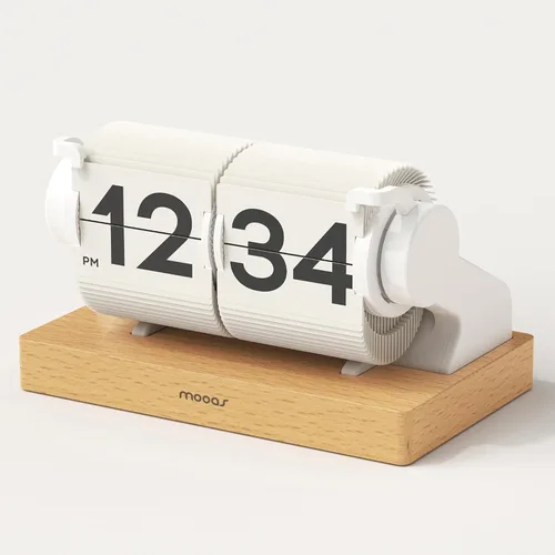 Vista 13 de mooas Reloj de escritorio clásico moderno de madera con gran tapa (negro), reloj de mesa retro vintage de diseño analógico con tapa automática