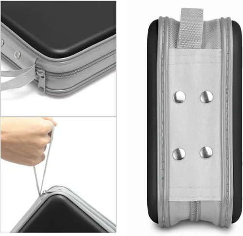 Vista 3 de Funda para CD, capacidad para 40 unidades, para CD/DVD, cartera, de plástico duro, DVD, para coche, hogar, oficina, viajes (negro)