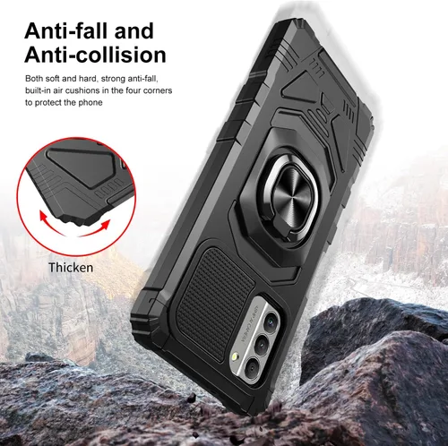 Vista 5 de Funda para Nokia G310 5G con protector de pantalla, funda magnética para teléfono Nokia G310, soporte de anillo de automóvil esmerilado, parte