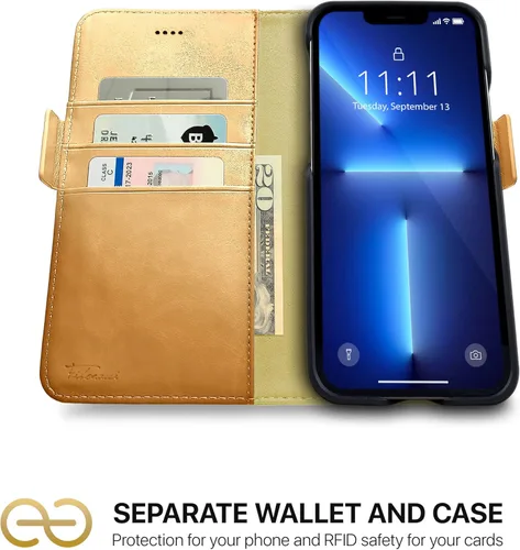 Vista 2 de Dreem Fibonacci - Funda tipo cartera para iPhone 13 Pro Max Funda 2 en 1 a prueba de golpes y funda desmontable de piel vegana, compatible
