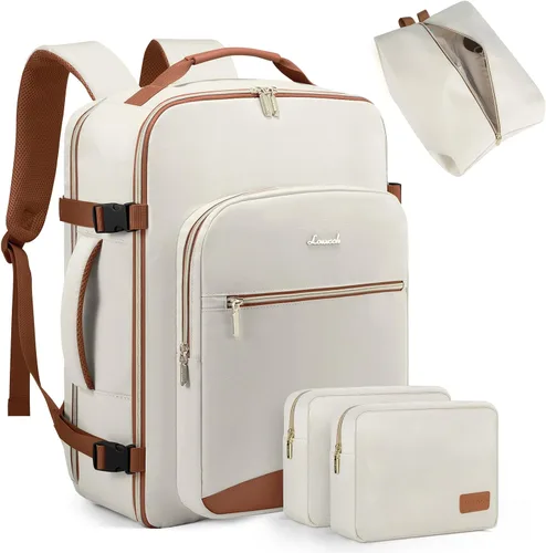 LOVEVOOK Mochila de Viaje para Mujeres y Hombres Mochila de Equipaje de Mano, Beige-Marrón