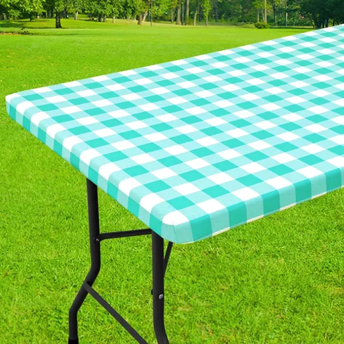 Vista 39 de Smiry Mantel cuadrado de pícnic, manteles de vinilo elásticos impermeables, fundas de mesa de lana cuadriculada con parte trasera de franela