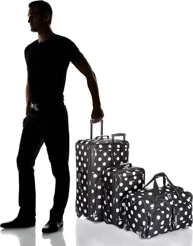 Vista 6 de Rockland Vara Softside - Juego de equipaje vertical de 3 piezas, Punto Negro, Vara Softside Juego de equipaje vertical de 3 piezas