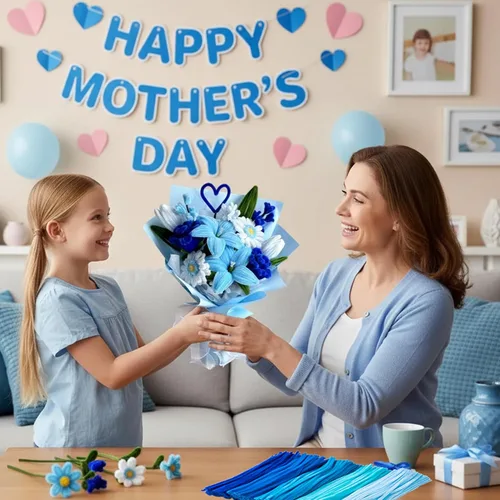 Vista 2 de Caydo 500 piezas limpiapipas azules para flores Azul degradado