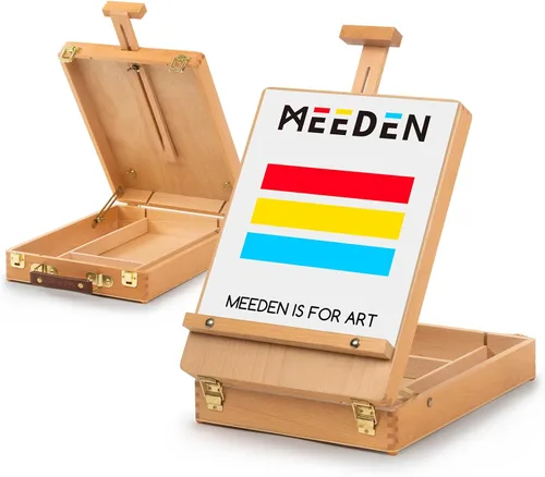 Vista 8 de MEEDEN Caballete de Mesa Extra Grande, Caballetes de Mesa de Madera de Haya Sólida para Pintar Lienzo, Caballete Caja de Bocetos, Caballete de Arte