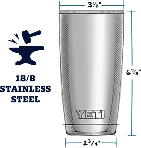 Vista 2 de Yeti Rambler - Vaso de 20 onzas, acero inoxidable, aislado al vacío con tapa MagSlider