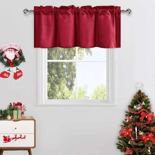 Vista 68 de DWCN Cortinas de Cenefa para Sala de Estar, Cocina, Baño/Sótano - Aqua Sólido, 1 Panel, 42 x 12 Pulgadas, Oscurecimiento de Habitación