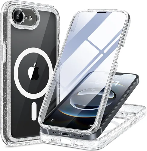 Vista 20 de Miracase Funda magnética para iPhone 14 de 6.1 pulgadas, protector de pantalla de vidrio templado integrado + protector de lente, compatible