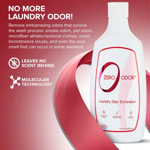 Vista 3 de Zero Odor – Eliminador de olores para lavandería – Elimina permanentemente el olor de la ropa – Tecnología molecular patentada. Ideal para ropa