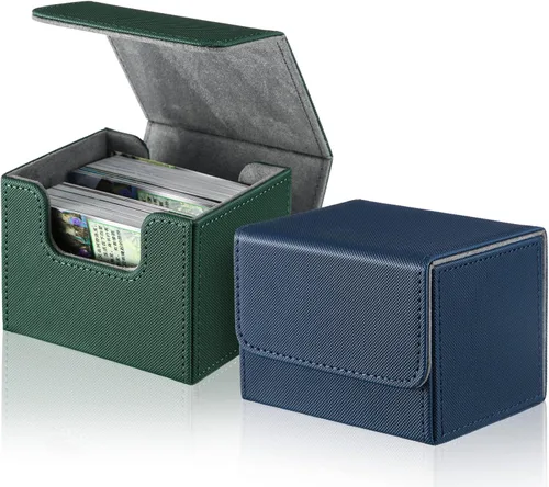 Vista 12 de Weewooday 2 Cajas de Cartas de Mazo de Cuero de Gran Tamaño Caben Más de 100 Cartas con Fundas Juego de Mazo para Cartas Coleccionables Jugables