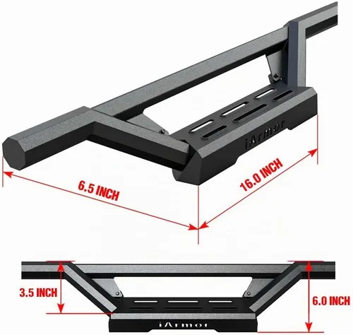 Vista 4 de APS Estribos tubulares negros de 6 pulgadas de estilo desplegable compatibles con Chevy Silverado GMC Sierra 1500 2007-2018 Crew Cab y 2500 3500 HD