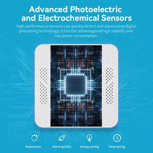 Vista 4 de Detector de humo, detector de monóxido de carbono, alarma de incendio y CO 2 en 1, funciona con pilas, detector de gas de monóxido de carbono