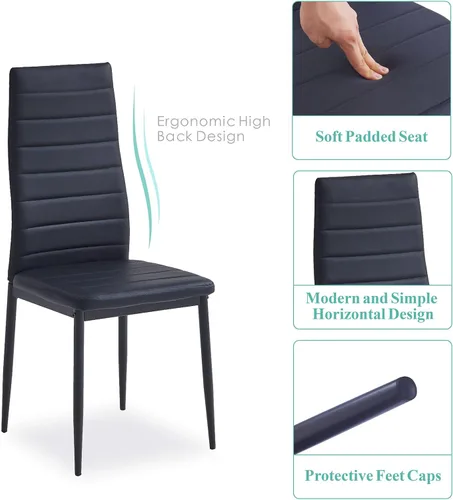 Vista 56 de Juego de comedor de 5 piezas para 4 mesas de comedor de mármol con sillas, mesa de cocina rectangular y sillas para cocina del hogar, comedor