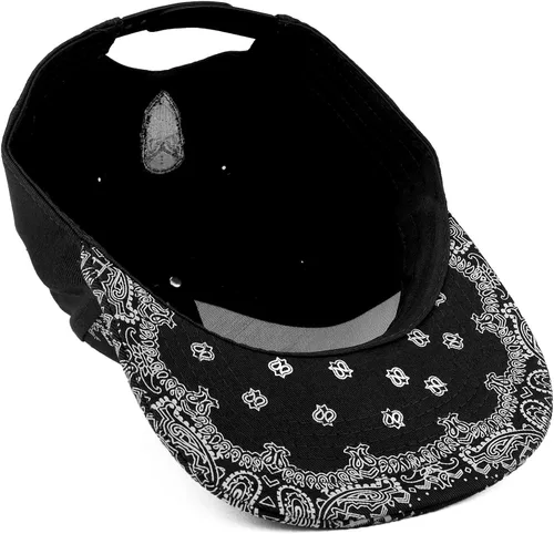 Vista 4 de Trendy Apparel tienda bordado de la Bandana snapback de calavera con estampado de cachemira Flatbill Cap
