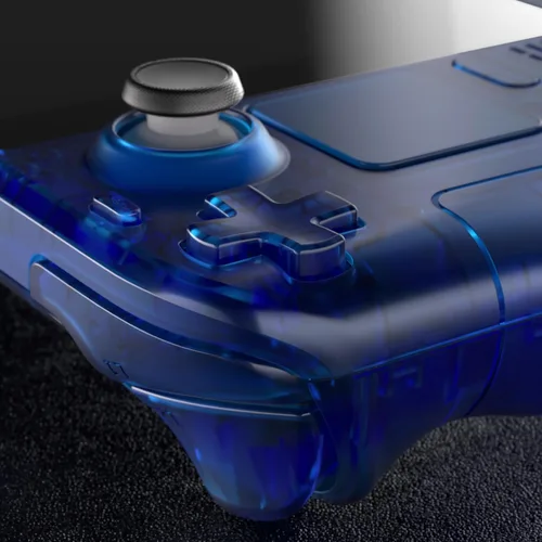 Vista 8 de eXtremeRate - Carcasa de repuesto transparente azul personalizada para Steam Deck LCD, carcasa de repuesto para consola portátil, carcasa completa