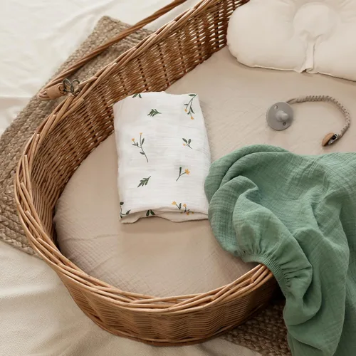 Vista 3 de Gllquen Baby Sábanas de Muselina para Moisés Paquete de 3, Sábanas Ajustadas de Algodón Transpirables Elásticas y Acogedoras para Colchón de Moisés