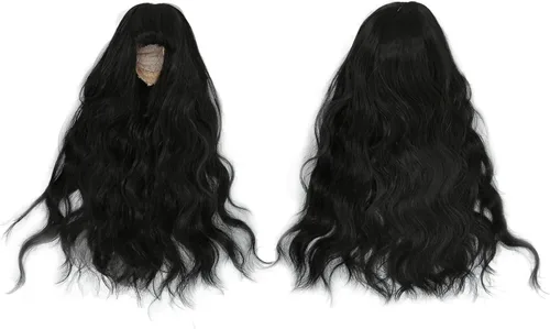 Vista 7 de Peluca de muñeca de 1/6, decoración suave al tacto, peluca de muñeca articulada con calor con flequillo para vestir a la muñeca (negro), Negro