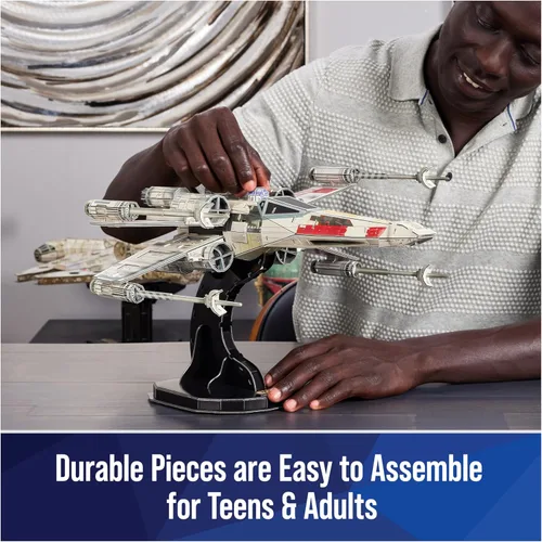 Vista 4 de 4D Build, Star Wars T-65 X-Wing Starfighter - Kit de modelo 3D, coleccionable de Star Wars y decoración de escritorio, rompecabezas para adultos