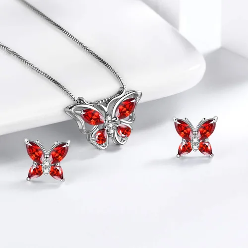 Vista 5 de Aurora Tears - Collar de mariposas de plata esterlina 925 para mujer collar aretes y anillos de boda para regalar
