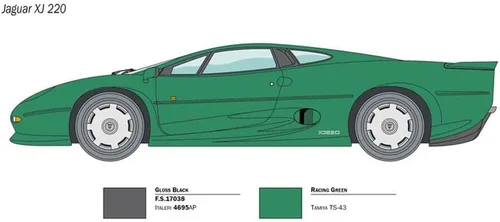Vista 4 de イタレリ(ITALERI) 3631S 1:24 Jaguar XJ 220 Edificio, fabricación de modelos de soporte, manualidades, afición, pegado, kit de plástico, detallado, verde
