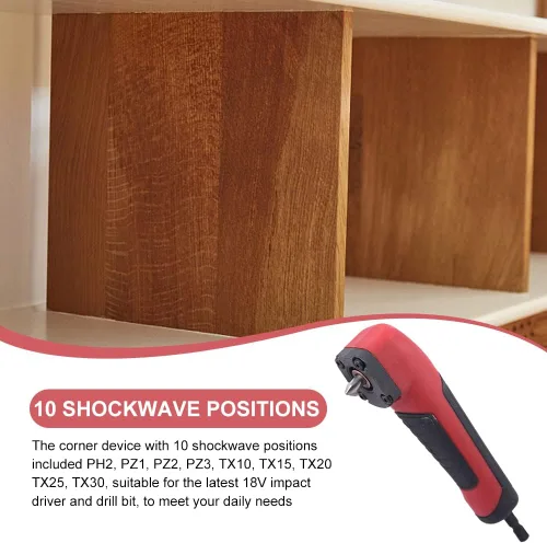 Vista 8 de Accesorio de ángulo recto, destornillador eléctrico, dispositivo de esquina de 90 grados, mango de ABS, adaptador de enchufe de broca de taladro