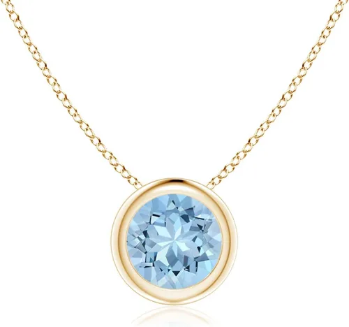 Angara Natural Aquamarine Solitaire Pendant Necklace for Women in 925 Silver14K Solid GoldPlatinum 950 March Birthstone Jewelry Gift for Her