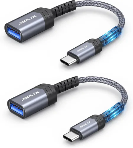 JSAUX Adaptador USB C a USB [2 unidades], cable OTG tipo C 3.0 OTG On The Go tipo C macho a USB A hembra adaptador compatible con MacBook, iPhone 16
