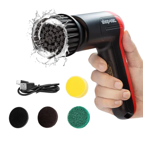 Shop-Vac Limpiador giratorio inalámbrico, cepillo de limpieza eléctrico de 2 velocidades (180/240 RPM) con 5 cabezales multisuperficie, batería de