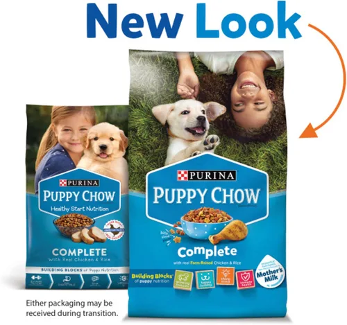 Vista 2 de Purina Puppy Chow Alimento seco para cachorros con alto contenido de proteínas completo con pollo real 4 bolsas de 44 libras