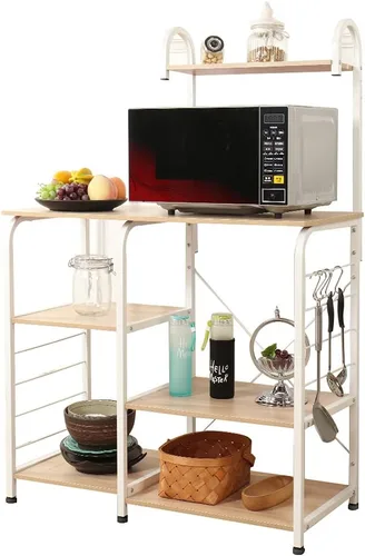 soges Estación de café para microondas, estante para panaderos de cocina, carrito de almacenamiento para horno de microondas, estante de estación de