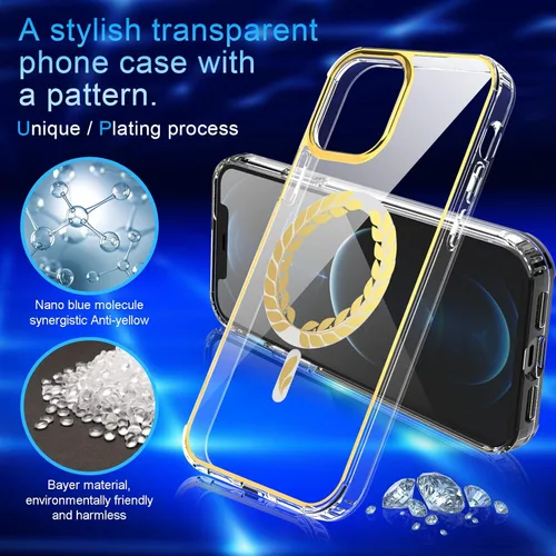 Vista 4 de Funda magnética diseñada para iPhone 12 Pro Max de 6.7 pulgadas, compatible con MagSafe, purpurina brillante transparente [no amarillento] TPU + PC