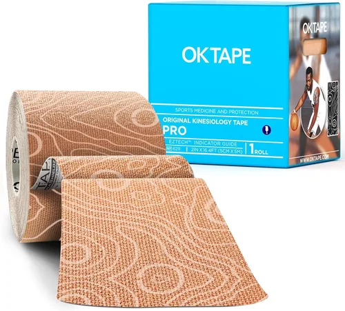 OK TAPE PRO Cinta de Kinesiología Rollo Sin Cortar, Cinta Atlética Elástica de Terapia Física para Alivio del Dolor, Soporte Muscular, Cinta