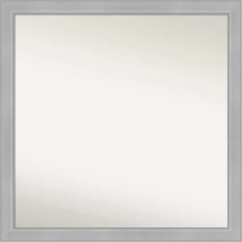 Vista 89 de Amanti Art Espejo de pared plateado de 27 x 21 pulgadas, espejo rectangular de baño de níquel cepillado para decoración de pared, sala de estar