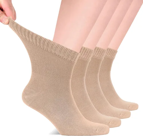 Vista 8 de Hugh Ugoli - Calcetines diabéticos para hombres, calcetines sueltos de tobillo, rayón derivado del bambú, extra anchos, delgados, punta sin