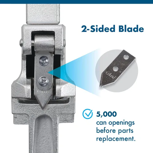 Vista 3 de EDLUND Abrelatas manual n.º 1: abrelatas comercial estándar con hoja de 2 lados, resistente, fabricado en Estados Unidos, con base de acero