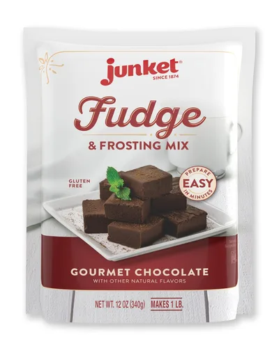 Junket Mezcla de dulce de azúcar y glaseado: agregue leche y mantequilla, caliente 60 segundos, enfríe. Bolsa de 12 onzas de mezcla de chocolate con