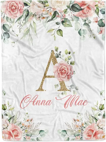 Vista 14 de MDPrints - Mantas de bebé personalizadas de princesa para niñas, mantas de bebé personalizadas con nombre, forro polar de felpa Minky (princesa rosa)