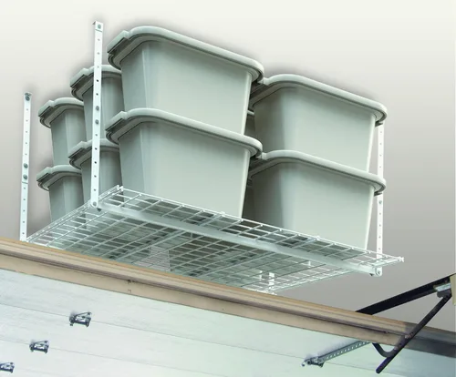 Vista 5 de HyLoft Estante de almacenamiento de garaje ajustable en la parte superior, sistema de almacenamiento de garaje de acero resistente, 45 x 45 Blanco