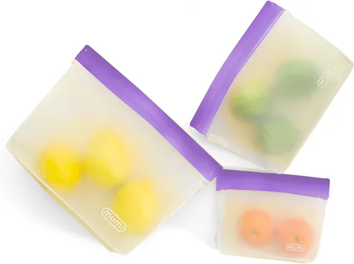 Vista 13 de MUMI Piccolo Bolsas reutilizables con cremallera, juego de 3 bolsas de silicona con cierre hermético Bolsas reutilizables con cierre hermético