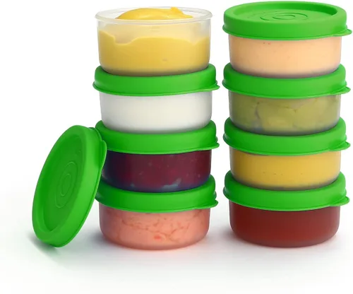 Vista 33 de Recipientes para condimentos con tapas, paquete de 8 unidades, 1.3 onzas. Recipiente para aderezo para ensalada para llevar, pequeños recipientes