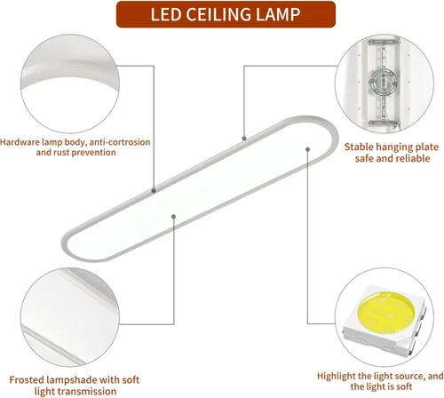 Vista 7 de Ganeed Lámpara de techo LED regulable de 39.4 pulgadas, lámparas de techo largas de alto brillo, 3000-6000 K seleccionables, moderna, ultrafina