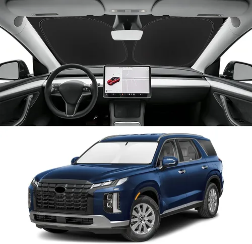 Vista 123 de Parasol plegable para parabrisas de ajuste a la medida, cubierta de ventana frontal que bloquea el sol y protege el automóvil de los rayos del sol