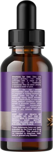 Vista 2 de USDA - Gotas líquidas orgánicas de Ashwagandha - Extracto de raíz de Ashwagandha para el estrés y el estado de ánimo - Deliciosas gotas