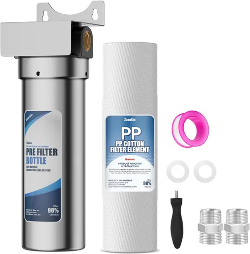 Carcasa de filtro de agua para toda la casa de acero inoxidable 304, se ajusta a filtros de sedimentos de 10 x 2.5 pulgadas, etc. para agua de pozos