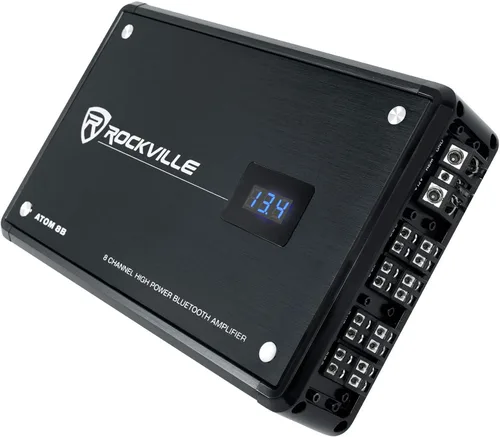 Vista 3 de Rockville Atom 8B 3500W Peak/880W RMS Amplificador marino de 8 canales, Bluetooth con emparejamiento automático, cruce ajustable, pantalla