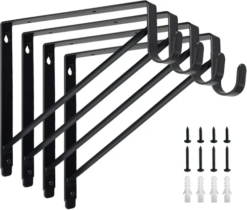 Paquete de 4 estantes de armario resistentes y soportes de barra, soporte de barra de armario, soportes de estante para ropa, soporte de estantes de